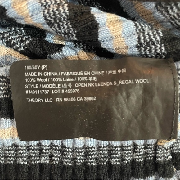 Theory Leenda striped Wool half sleeve sweater knit Top 20988 - Picture 8 of 9